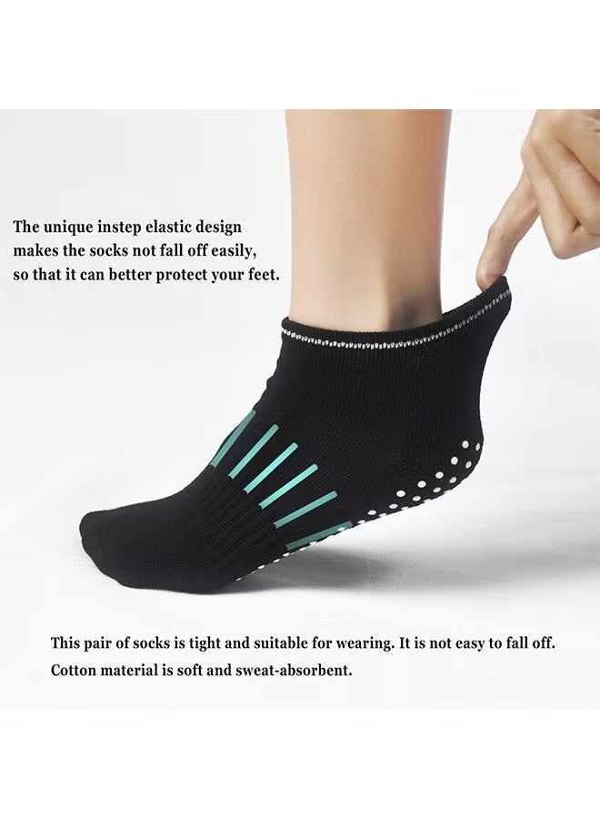 YJ Non Slip Socks Women Fashion All Season Socks Sports Casual Simple Striped Colors For Pilates Yoga Barre Ballet Dance Fitness Football Hospital Mid-Tube Socks Free Size 2 Pieces - Image 4