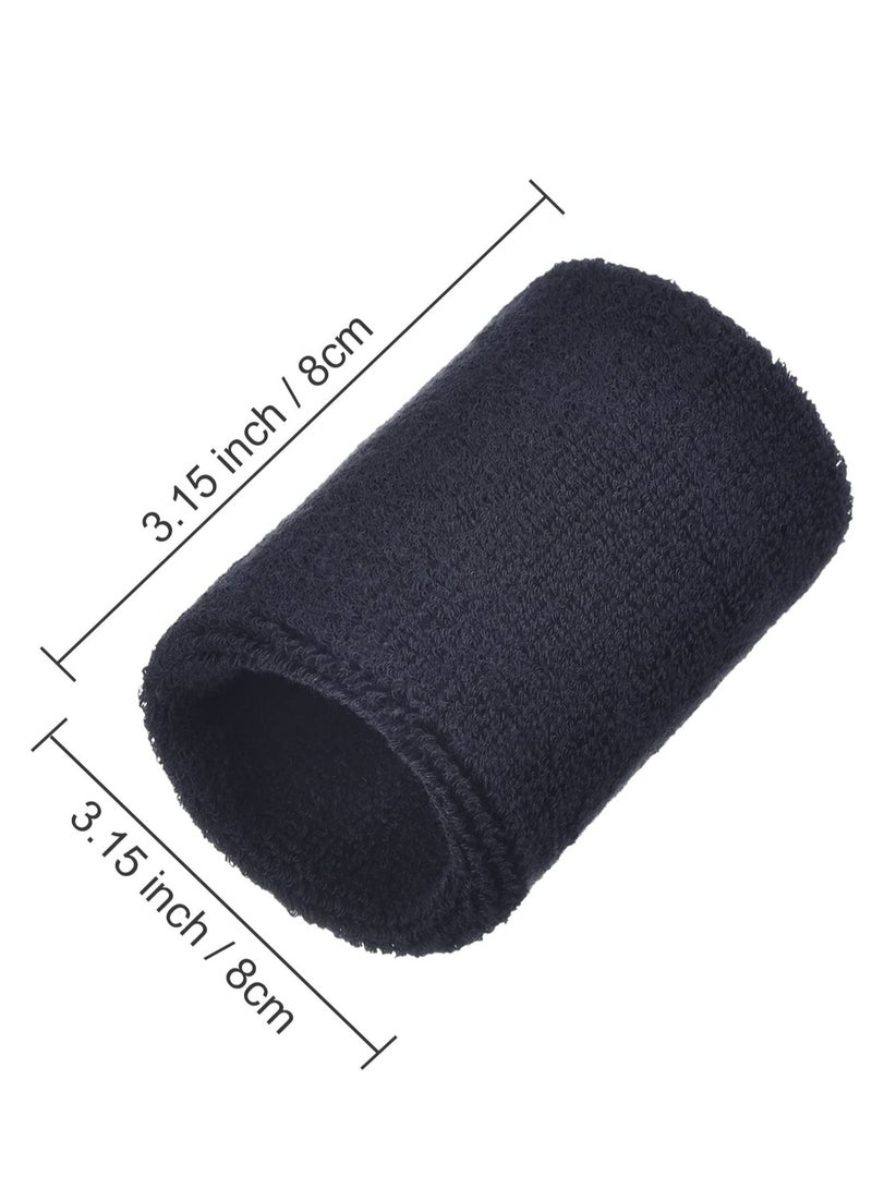 SOLARAE 6 Pack Wrist Sweatbands Sports Wristbands for Football Basketball, Running Athletic Sports Black - Image 4