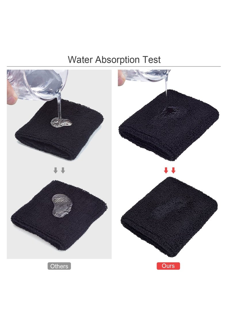 SOLARAE 6 Pack Wrist Sweatbands Sports Wristbands for Football Basketball, Running Athletic Sports Black - Image 3