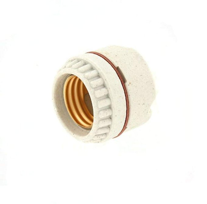 MEDIUM BASE TWOPIECE KEYLESS INCANDESCENT UNGLAZED PORCELAIN LAMPHOLDER RINGTYPE SINGLE CIRCUIT BACK WIRED 9350 WHITE