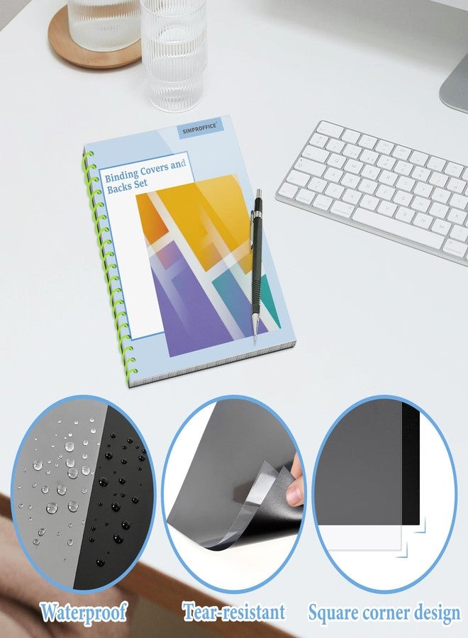 SIMPROFFICE 60 Pack Binding Covers and Backs Set, 8.5 x 11 Inches, 30P Clear PVC Covers (10 Mil), 30P Black Sand-Textured Polycovers (12 Mil), Presentation Covers for Binding, Letter Size - Image 4