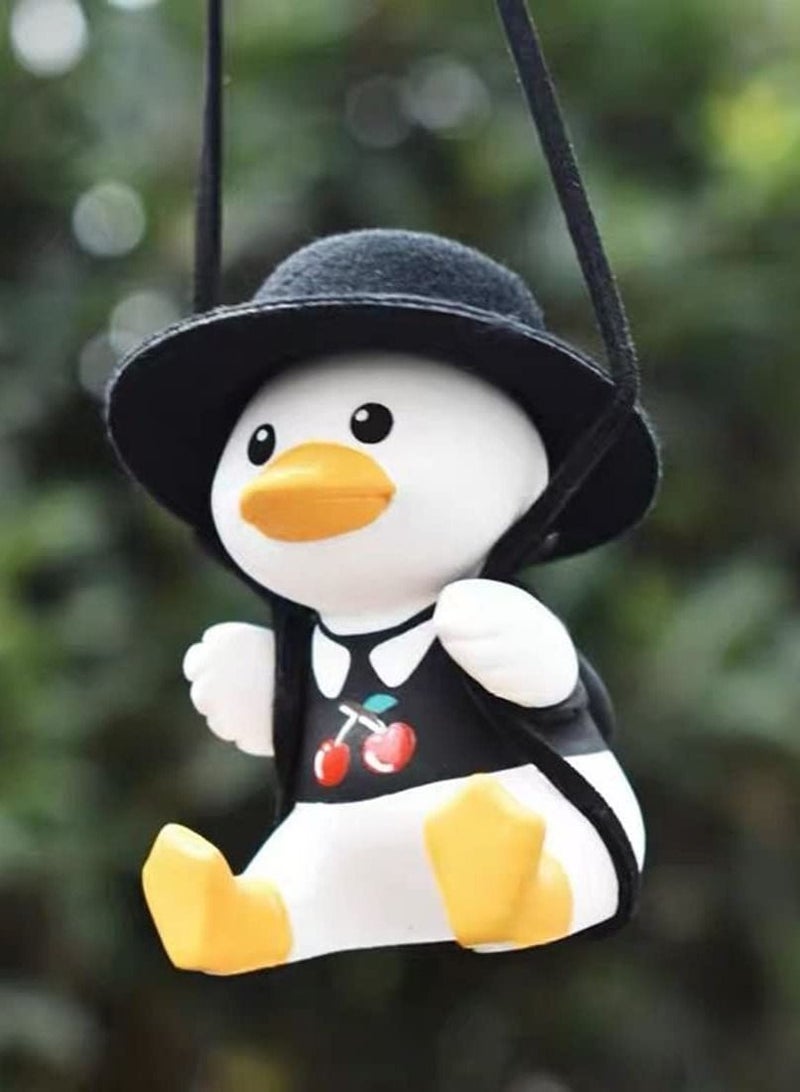 SYOSI Car Decoration Accessories Super Cute Swing Duck, Car Rearview Mirror Pendant Rearview Mirror Decoration Ladies and Men Car Decoration Accessories Interior Rearview Mirrors Ornament (Cherry) - Image 1