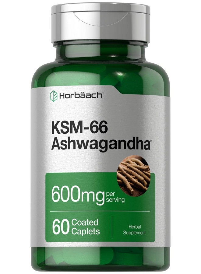 Horbäach KSM-66 Ashwagandha 600mg | with L-Theanine | 60 Coated Caplets | Vegan, Non-GMO, Gluten Free Complex Supplement - Image 1