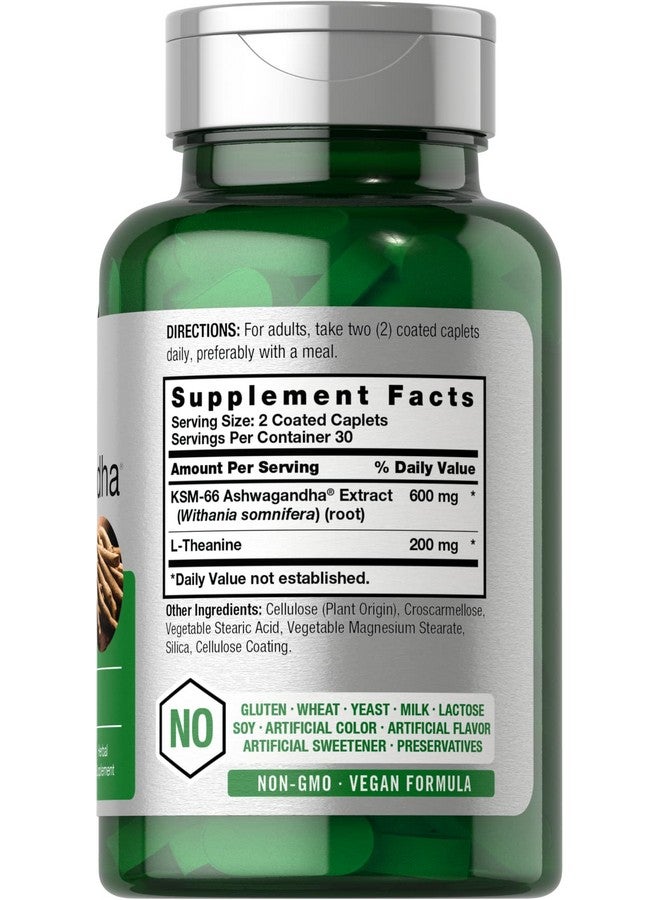 Horbäach KSM-66 Ashwagandha 600mg | with L-Theanine | 60 Coated Caplets | Vegan, Non-GMO, Gluten Free Complex Supplement - Image 2
