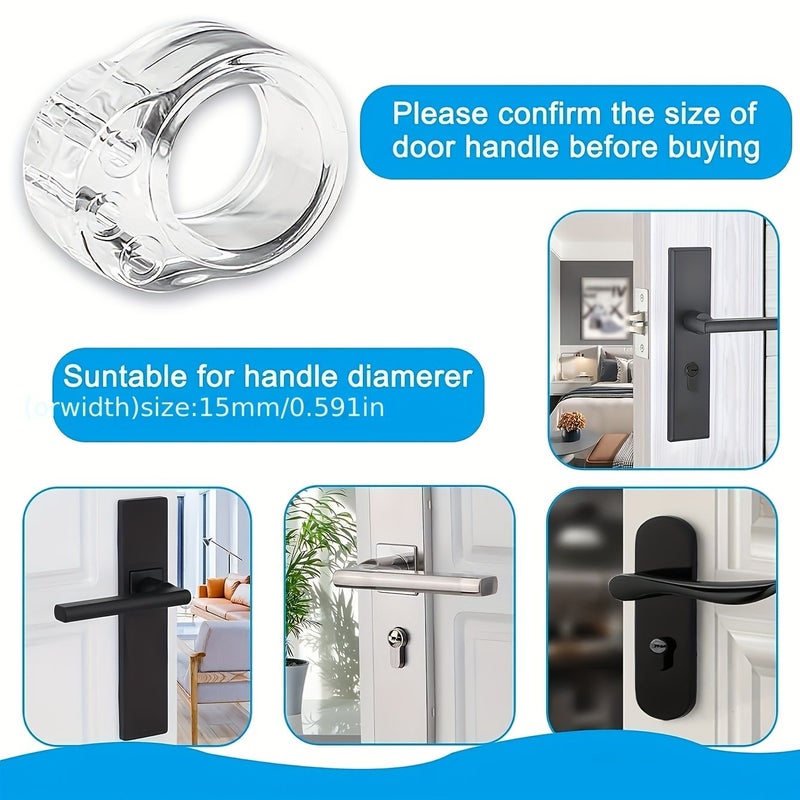 7pcs Transparent O Shaped Door Handle Protector Rings Anti Collision Pads For Doors Windows Walls - Image 4