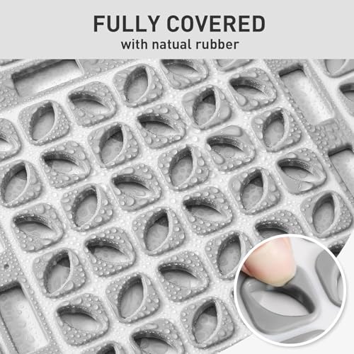 JUGTE Non-Slip Foldable Shower Mat for Bathroom & Bathtub Anti-Skid Mat with Strong Suction Cups, Drainage Holes & Foot Massage Surface Exfoliating Textured Bath Mat for Adults (Grey 40X70) - Image 3