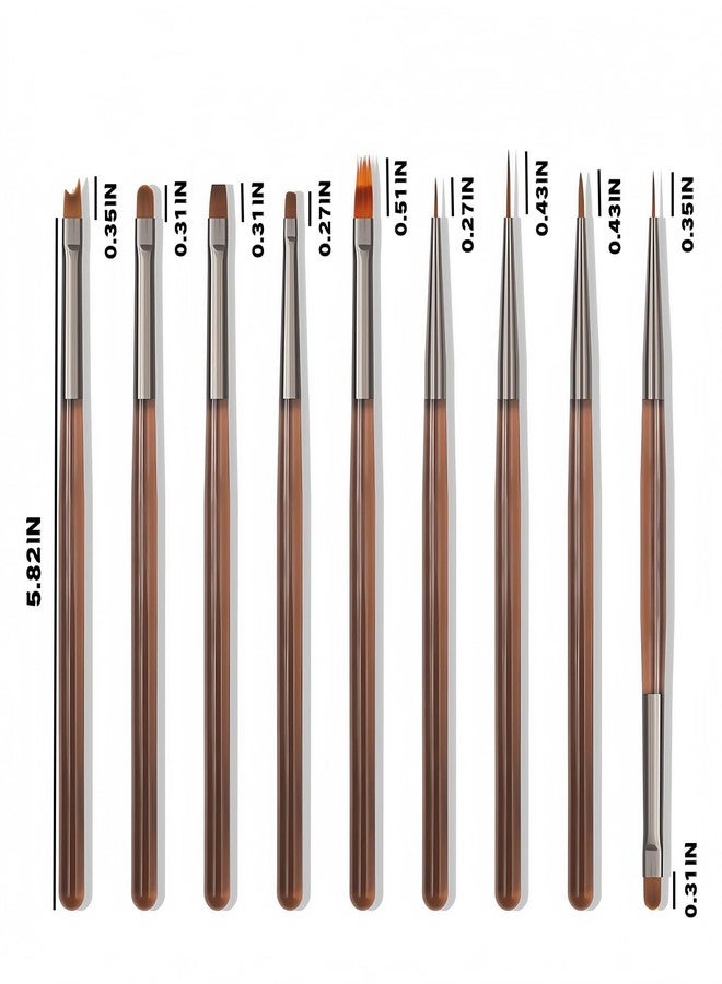 HomTop 9-Piece Nail Art Brushes Set, Nail Design Tools Kit with Acrylic Nail Brush, Gel Brush, Nail Pen, Manicure Tools for Salon and Home Use, Suitable for Professionals and Beginners - Image 3