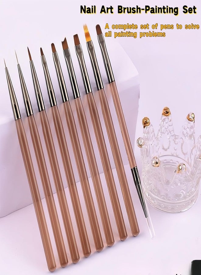 HomTop 9-Piece Nail Art Brushes Set, Nail Design Tools Kit with Acrylic Nail Brush, Gel Brush, Nail Pen, Manicure Tools for Salon and Home Use, Suitable for Professionals and Beginners - Image 2