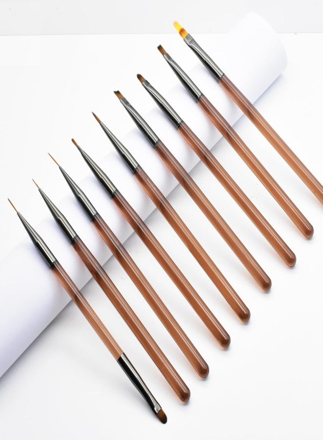 HomTop 9-Piece Nail Art Brushes Set, Nail Design Tools Kit with Acrylic Nail Brush, Gel Brush, Nail Pen, Manicure Tools for Salon and Home Use, Suitable for Professionals and Beginners - Image 1