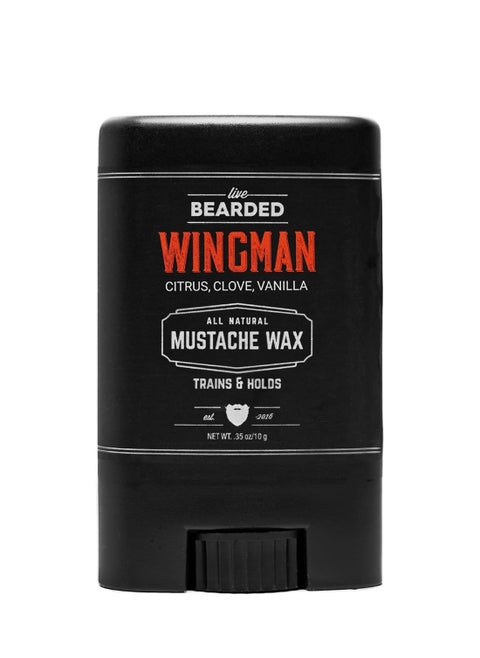 Live Bearded: Mustache Wax - Wingman - 0.35 Oz - Medium Hold - All-Natural Ingredients with Beeswax, Lanolin, Jojoba Oil and Essential Oils for Fragrance - Made in the USA