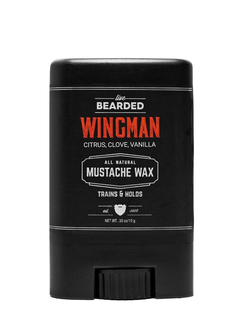 Live Bearded: Mustache Wax - Wingman - 0.35 Oz - Medium Hold - All-Natural Ingredients with Beeswax, Lanolin, Jojoba Oil and Essential Oils for Fragrance - Made in the USA