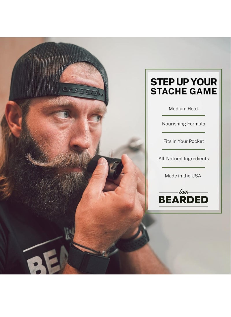 Live Bearded: Mustache Wax - Wingman - 0.35 Oz - Medium Hold - All-Natural Ingredients with Beeswax, Lanolin, Jojoba Oil and Essential Oils for Fragrance - Made in the USA