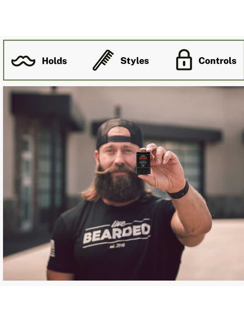 Live Bearded: Mustache Wax - Wingman - 0.35 Oz - Medium Hold - All-Natural Ingredients with Beeswax, Lanolin, Jojoba Oil and Essential Oils for Fragrance - Made in the USA