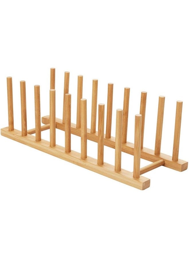 HBlife Bamboo Dish Plate Bowl Cup Book Pot Lid Cutting Board Drying Rack Stand Drainer Storage Holder Organizer Kitchen Cabinet（Keep Dry） - Image 1