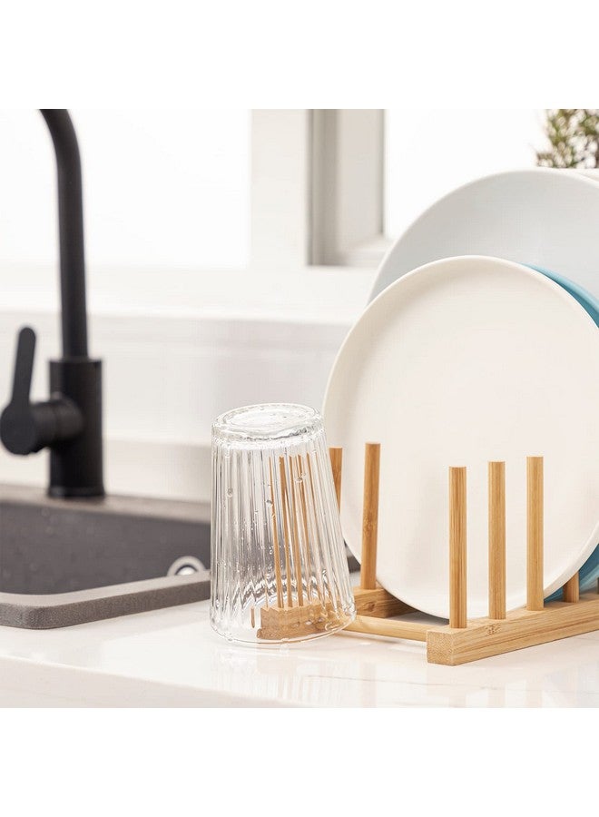 HBlife Bamboo Dish Plate Bowl Cup Book Pot Lid Cutting Board Drying Rack Stand Drainer Storage Holder Organizer Kitchen Cabinet（Keep Dry） - Image 4