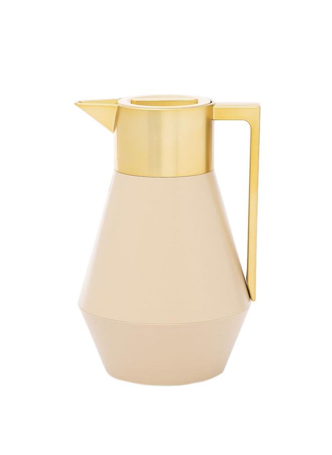 Everest Lydia Plastic Thermos 1 Liter Gold Beige Handle  - Image 1