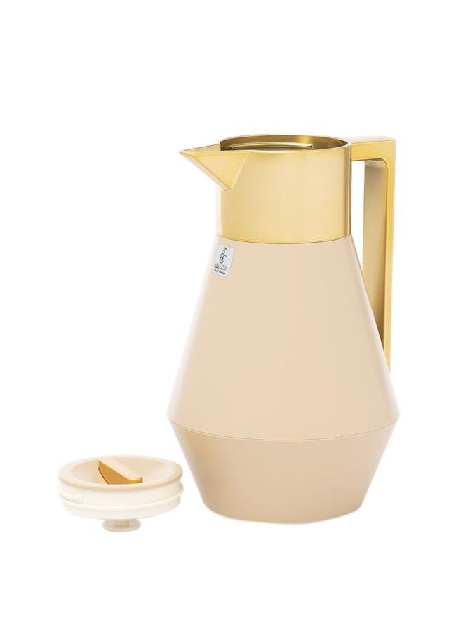 Everest Lydia Plastic Thermos 1 Liter Gold Beige Handle  - Image 2