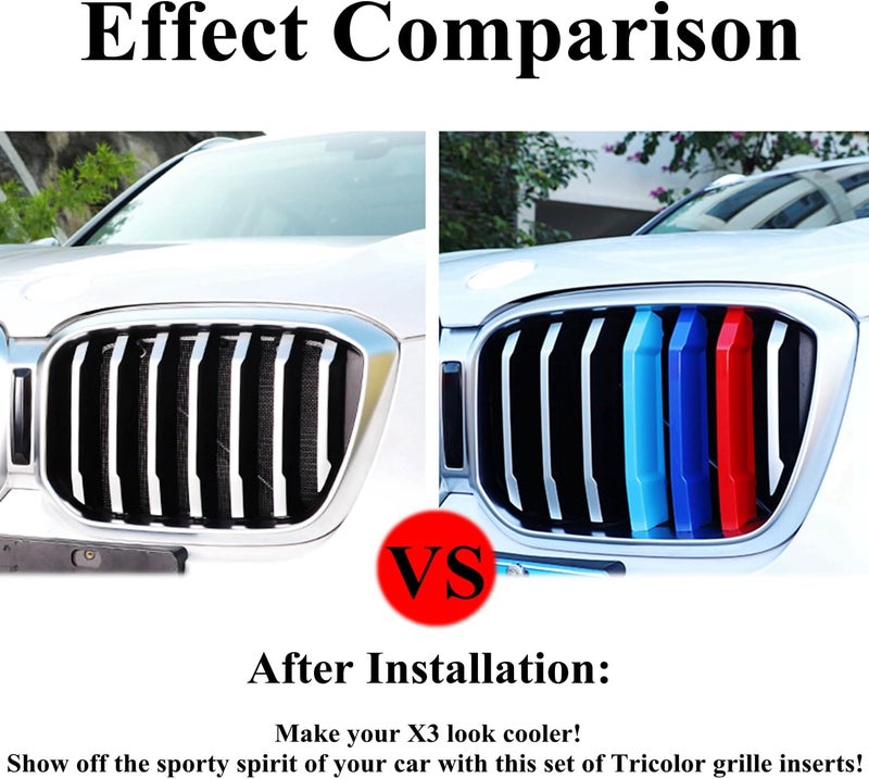 Goodream Tricolored Grille Insert Trims Compatible with BMW X3 2022 2023 2024 2025 Accessories for w/Standard Kidney Grille (Not for 2022 X3 M40i) - Image 3