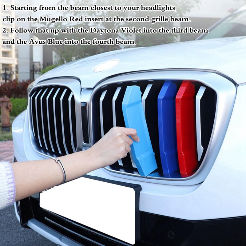 Goodream Tricolored Grille Insert Trims Compatible with BMW X3 2022 2023 2024 2025 Accessories for w/Standard Kidney Grille (Not for 2022 X3 M40i) - Image 5