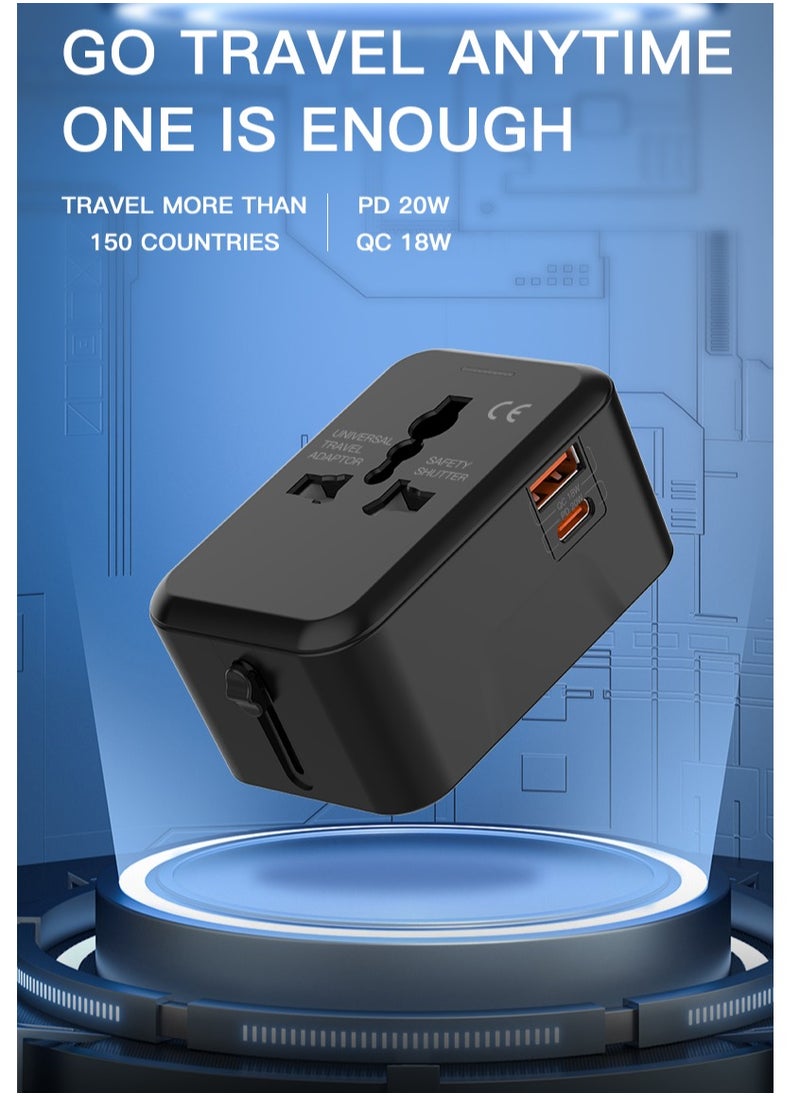 TIKNIA Travel Adapter with USB C (PD 20W), Universal All in One Worldwide Universal Adapter Power Converters Wall Charger AC Power Plug Adaptor USB A and type C Charging Ports for USA EU UK AUS  - Image 3
