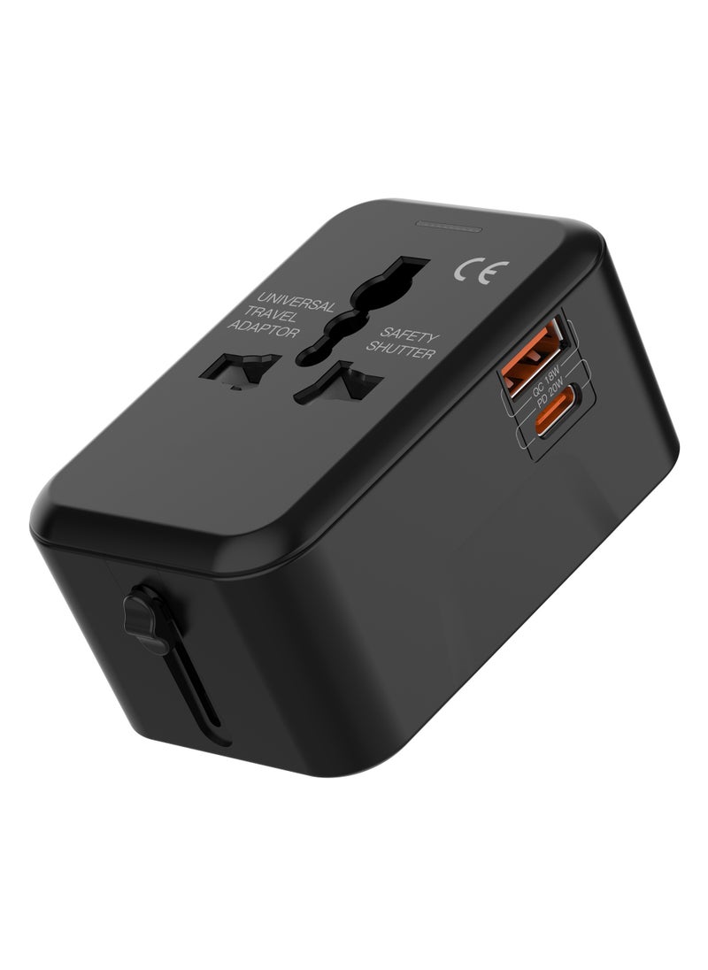 TIKNIA Travel Adapter with USB C (PD 20W), Universal All in One Worldwide Universal Adapter Power Converters Wall Charger AC Power Plug Adaptor USB A and type C Charging Ports for USA EU UK AUS  - Image 1