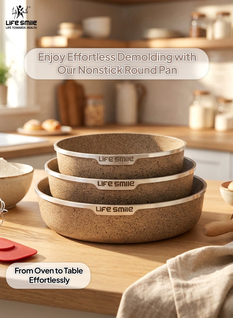 Life Smile Oven Pan Set - Non Stick PFOA Free Multi Layer Granite Coating Oven Dishes - Die Cast Aluminum Body Bakware Pans, Suitable For Baking in Oven or Cooking on Stove - Image 4