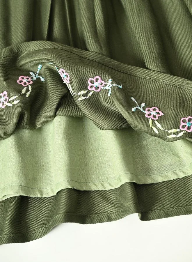 BELLA MODA Embroidered Green Dress