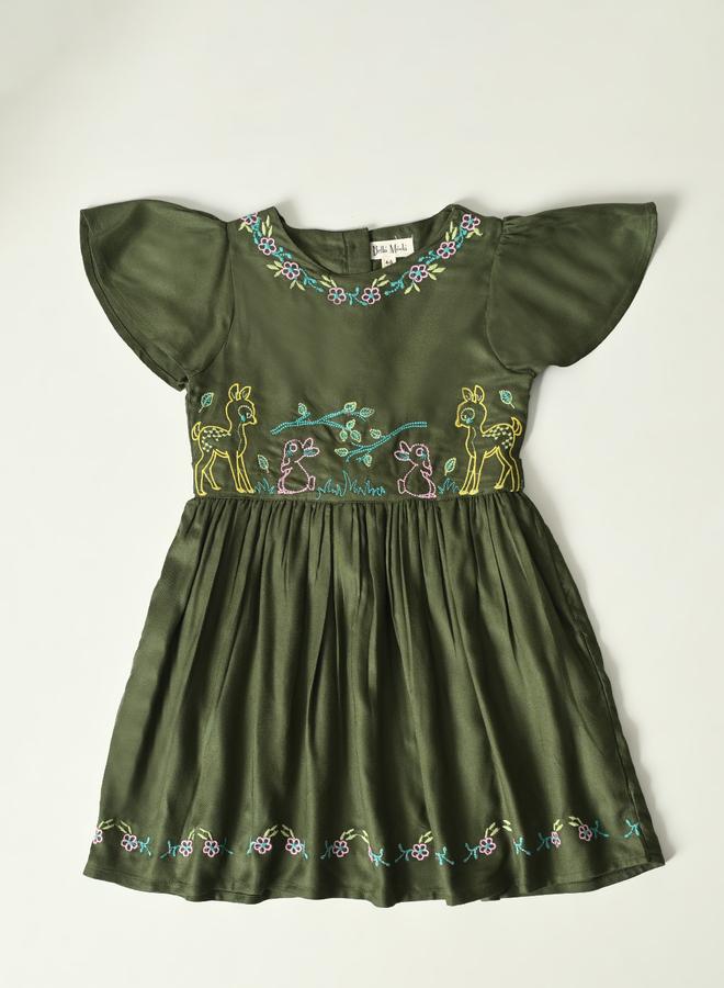 BELLA MODA Embroidered Green Dress - Image 2
