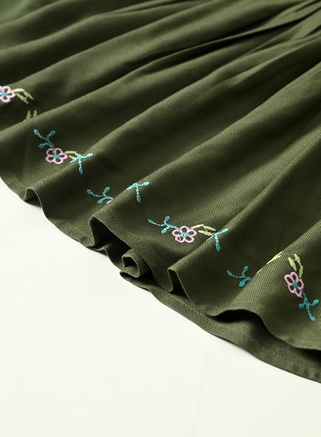 BELLA MODA Embroidered Green Dress - Image 5