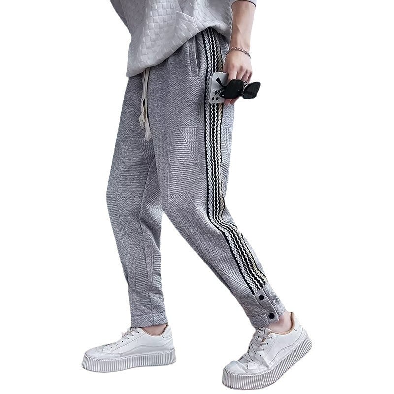Mens Loose Stripe Tape Joggers Autumn Brown  - Image 2