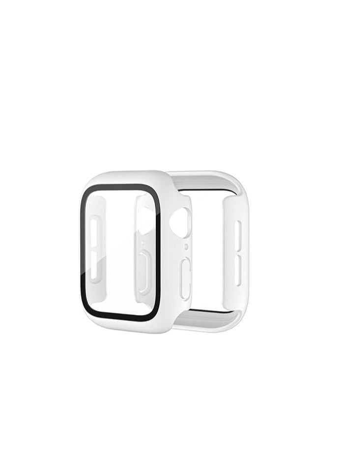 PC Protective Case with Tempered Glass Screen Protector Compatible with Apple Watch Series 38mm, 38mm Shockproof All-inclusive Protective Cover by Moez (White) - Image 1