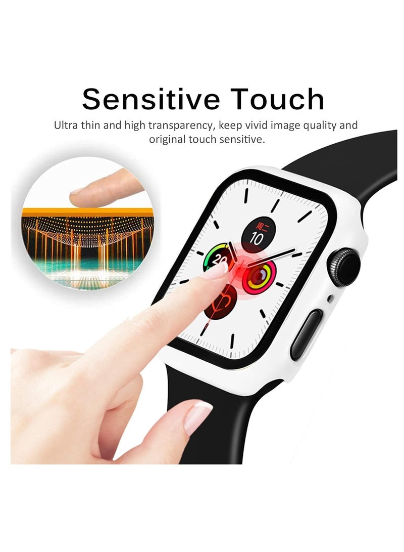 PC Protective Case with Tempered Glass Screen Protector Compatible with Apple Watch Series 38mm, 38mm Shockproof All-inclusive Protective Cover by Moez (White) - Image 2