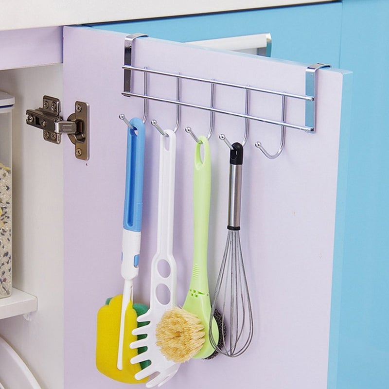 HOME CUBE 1Pc Multifunctional 5 Stainless Steel Door Hook Organiser Wall Hook Hanger for Hanging Clothes Jeans Umbrellas Jackets Scarfs Bags Keys Towel in Room Kitchen Bathroom etc - Image 5