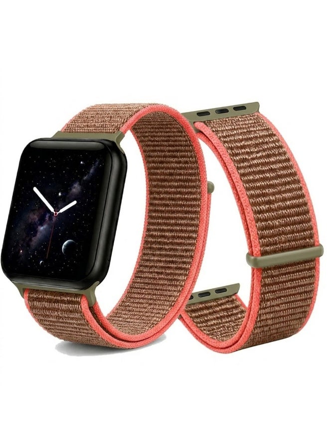 CATANES Breathable Nylon Sport Loop Band Compatible with Apple Watch 44mm 45mm 46mm 49mm for Women Men, iWatch Wrist Straps for Ultra 3 2, Se, Series 11 10 9 8 7 - terracotta - Image 2