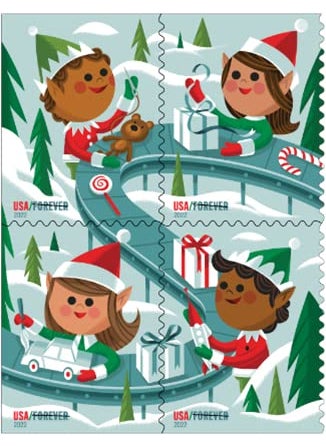 United States Postal Service USPS Holiday Elves Booklet of 20 Christmas Celebrations FirstClass Mail Forever Postage Stamps 2022Scott 57225725 