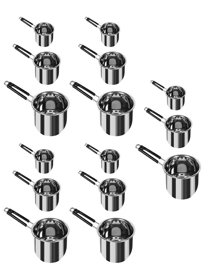 Kuber Industries Set of 3 Stainless Steel Saucepan/Tea Pan|1.1 L, 1.5 L, 2.2 L Capacity|Silicon Handle|Thick Base for Boiling Milk & Tea|Heavy Duty Gauge|Tapeli Patila, Sauce Pot Cookware (Pack of 5) - Image 1