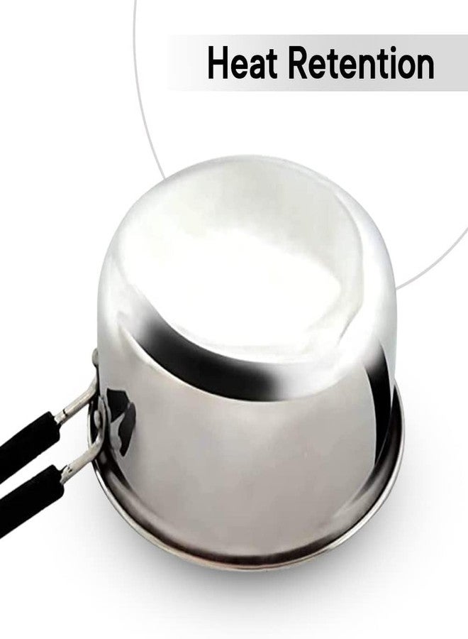 Kuber Industries Set of 3 Stainless Steel Saucepan/Tea Pan|1.1 L, 1.5 L, 2.2 L Capacity|Silicon Handle|Thick Base for Boiling Milk & Tea|Heavy Duty Gauge|Tapeli Patila, Sauce Pot Cookware (Pack of 5) - Image 5