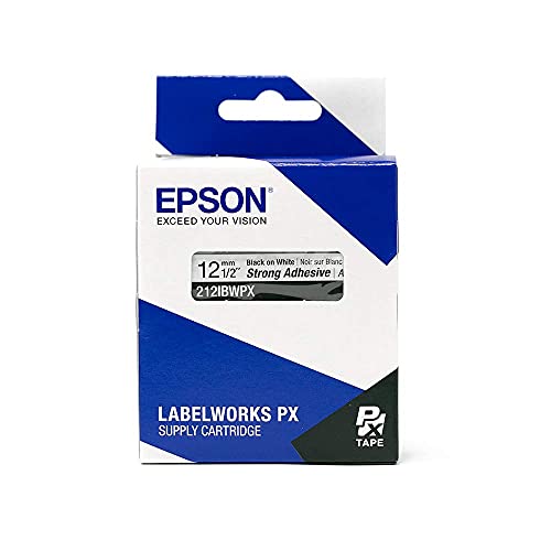 LABELWORKS Epson LABELWORKS 212IBWPX Genuine PET (Polyester) Tape Cartridge - Black on White Strong Adhesive Standard Industrial Label Maker Tape - 1/2" (12MM) Wide, 30 ft - Image 5