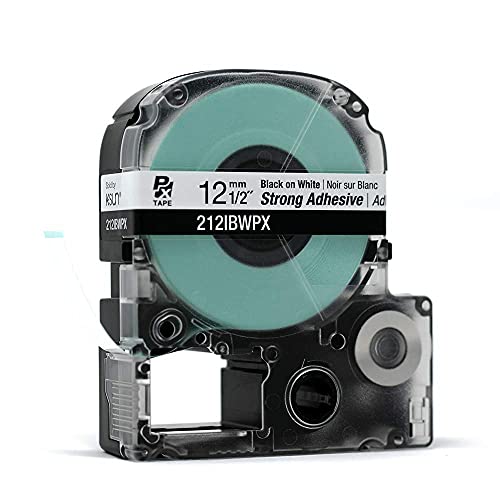 LABELWORKS Epson LABELWORKS 212IBWPX Genuine PET (Polyester) Tape Cartridge - Black on White Strong Adhesive Standard Industrial Label Maker Tape - 1/2" (12MM) Wide, 30 ft - Image 3