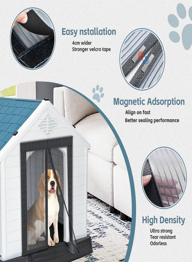 غطاء بيت الكلب المقاوم للبعوض مع باب شبكي مغناطيسي - ستارة بيت الكلب الشبكية شديدة التحمل، باب شبكي جيد التهوية وقابل للغسل للحيوانات الأليفة مقاوم للبعوض، باب شبكي مقاوم للبعوض لبيت الكلب (19.6 بوصة × 14.5 بوصة) - Image 3