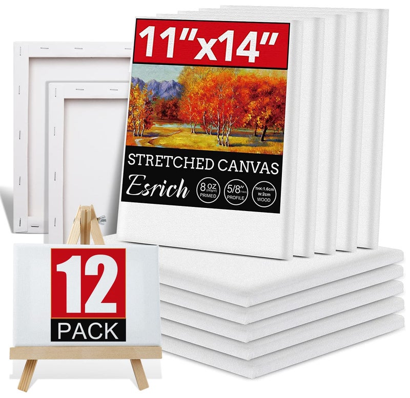 ESRICH 12 Pack Canvases for Painting with 11x14, Painting Canvas for Oil & Acrylic Paint. - Image 1