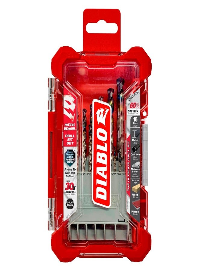 Diablo Metal Demon Drill Bit Set for Mild, Hardened and Stainless Steels - 15-Piece Assortment for Versatile Metal Drilling - DMD-S15T - Image 2