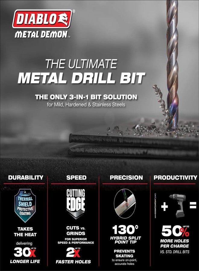 Diablo Metal Demon Drill Bit Set for Mild, Hardened and Stainless Steels - 15-Piece Assortment for Versatile Metal Drilling - DMD-S15T - Image 5