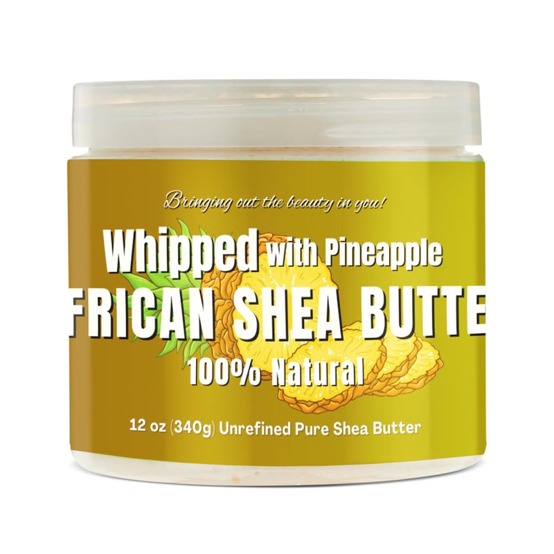 RA COSMETICS Whipped Shea Butter with Pineapple 100 Unrefined Shea Body Butter from Ghana Moisturizes Skin Nourishes Conditions Hair Softens and Smooths Lips Hands Feet 12oz - Image 3