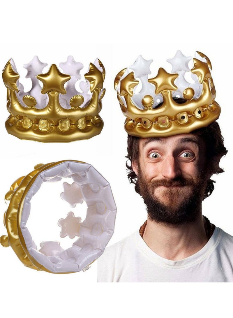 PVC Inflatable Crown Adult and Children's Headwear Party Dress up Toy, Birthday Ball Party Decoration Prop, Gold - Image 2