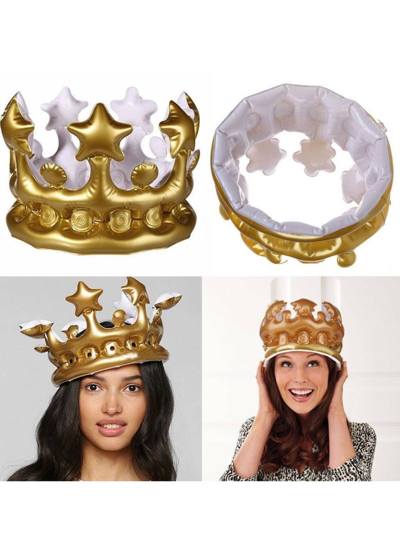 PVC Inflatable Crown Adult and Children's Headwear Party Dress up Toy, Birthday Ball Party Decoration Prop, Gold - Image 3