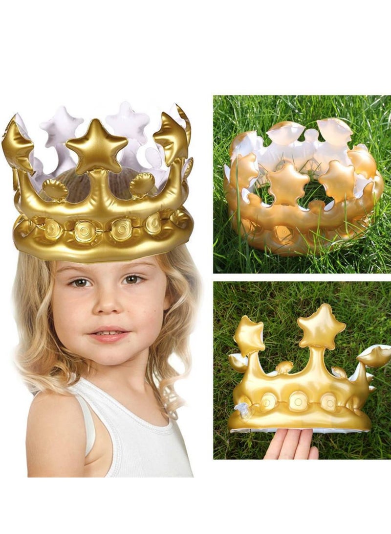 PVC Inflatable Crown Adult and Children's Headwear Party Dress up Toy, Birthday Ball Party Decoration Prop, Gold - Image 4