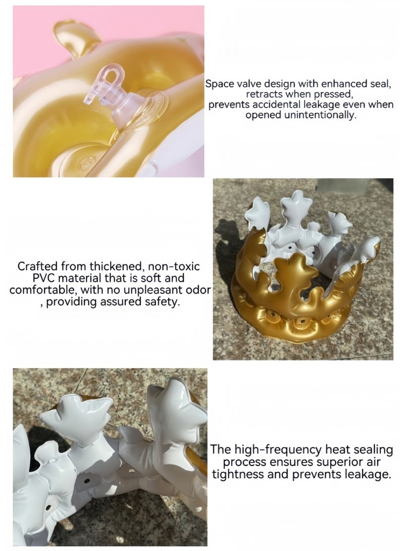 PVC Inflatable Crown Adult and Children's Headwear Party Dress up Toy, Birthday Ball Party Decoration Prop, Gold - Image 5