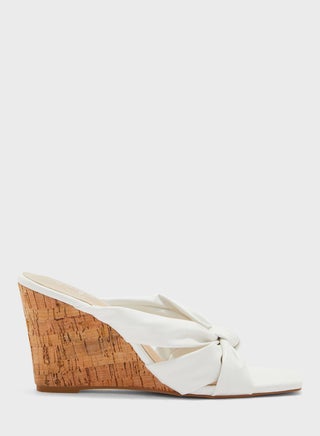 Knot-Front Leather Wedge Mules