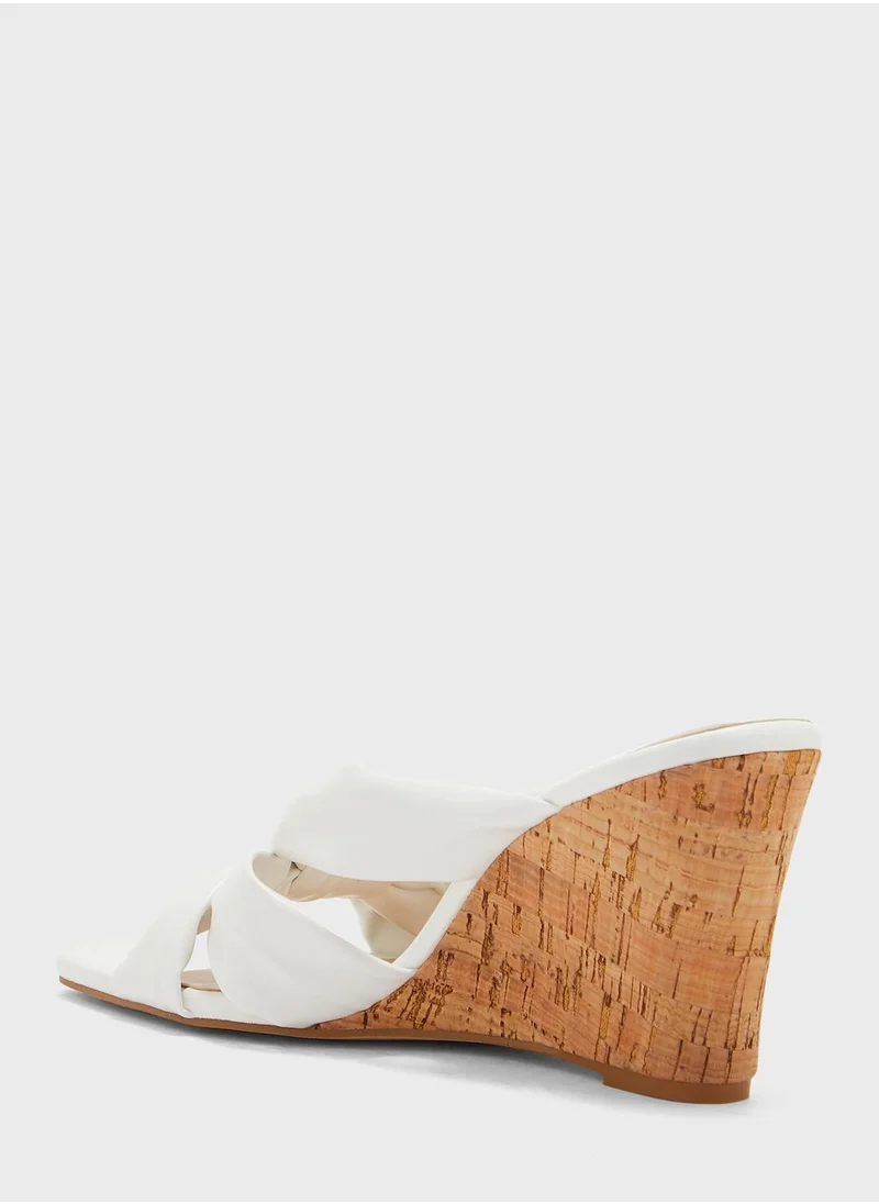 Ginger Knot-Front Leather Wedge Mules